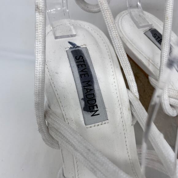 Steve Madden Women's Idolized Ankle Tie Espadrille Wedge Sandals White Size 7M - Picture 8 of 12